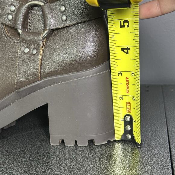 Blondo Rebel Leather Waterproof Boots Womens Size 7.5 Chunky Brown Biker Grunge - Picture 8 of 8